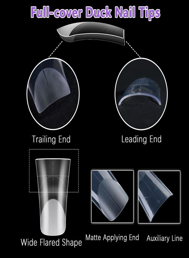 Laza 120pcs Medium Length Duck Nail Tips with Auxiliary Lines 12 Sizes Box-packed Clear Duck Nails Full Cover Wide Nail Tips French False Nail Tips for Acrylic Nails Extension Tips - Image 5